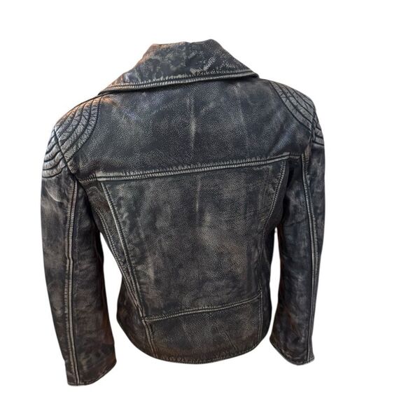 EAVES Gia Leather Moto Jacket in Brown small - Picture 4 of 8
